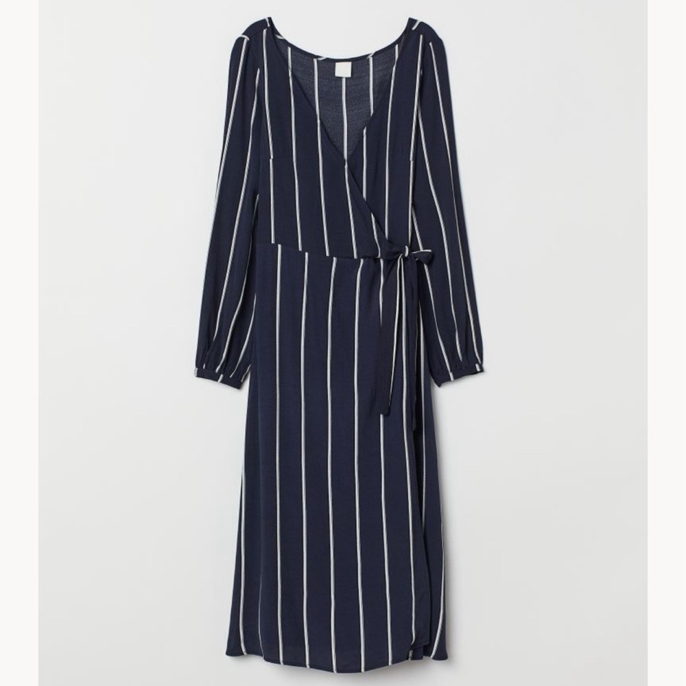 H & M striped wrap dress